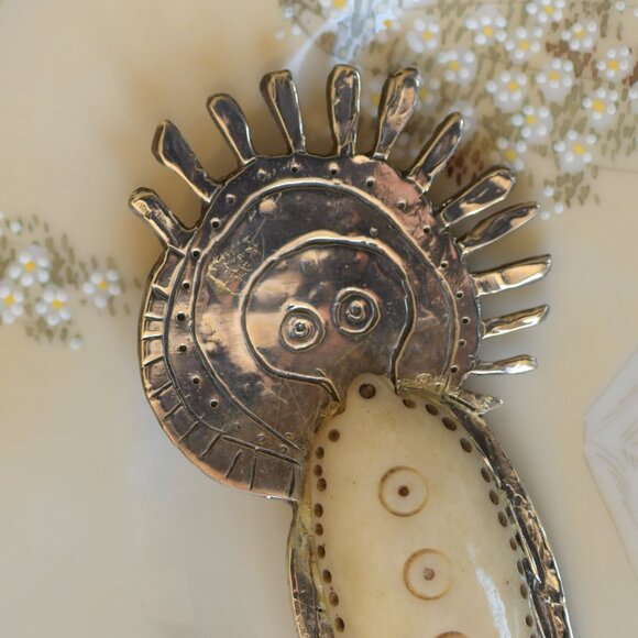 Sterling Silver Bone Shaman Motif Brooch & Pendant Signed MT 1995 - Picture 3 of 9